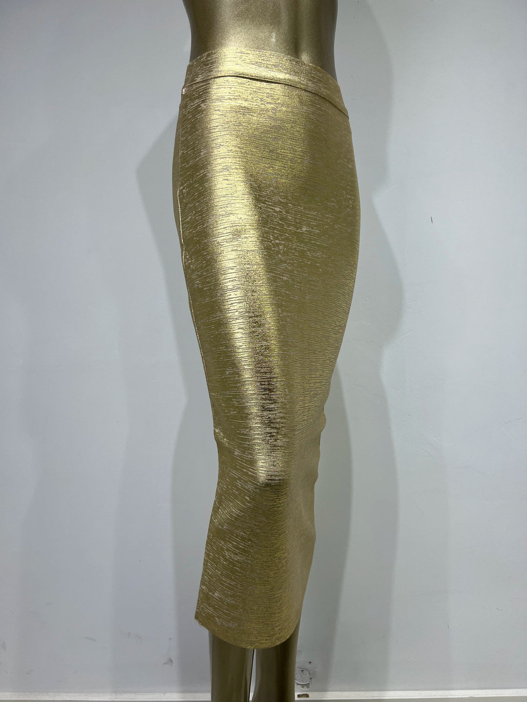 Drune | Frauen Sommerrock Sexy Silber Gold Bronzing Midi Bandage Rock High Street Designer Schlanker Fest Midi Bleistiftrock 78Cm