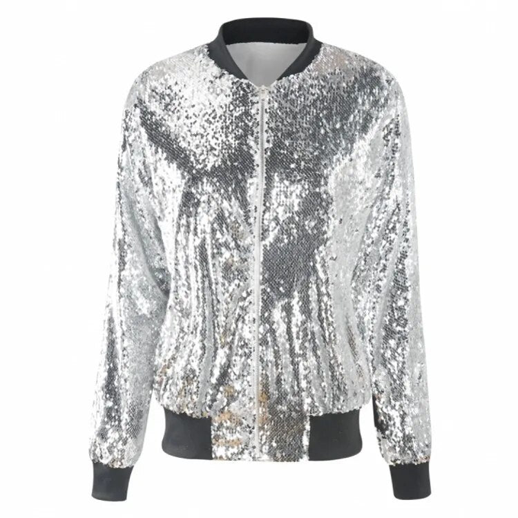 Drune | Paillettenmantel Bomberjacke