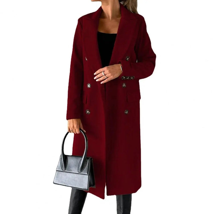 Drune | Damen Lange Jacke - Doppelt Knopf - Taillierte Passform - Mit Revers - Formelle Elegante Kleidung