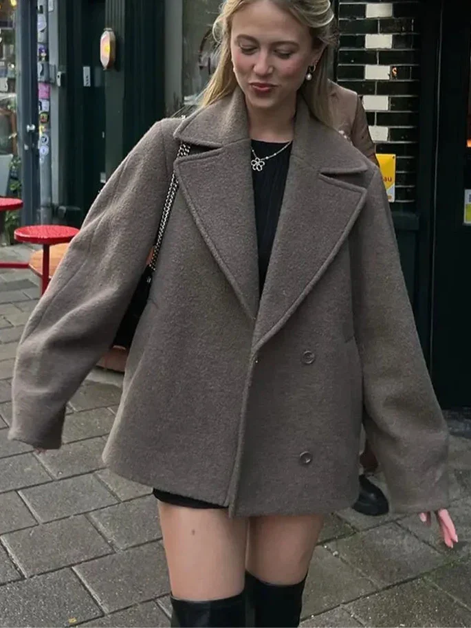 Drune | Damen Oversized Doppelreihiger Mantel