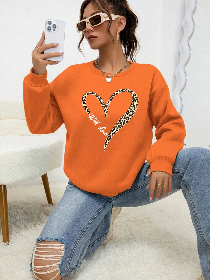 Drune | Sweatshirt mit Leopard-herzprint Polyester Trendy und Komfortabel