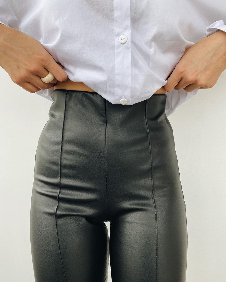 Drune Lederleggings | Lederstretchleggings mit Fleece für den Herbst