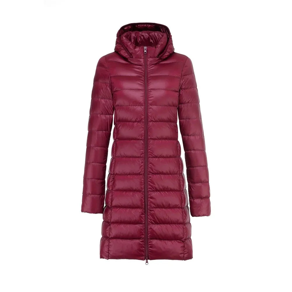 Drune | Lange Damen Daunenjacke Mit Abnehmbarem Kapuzen