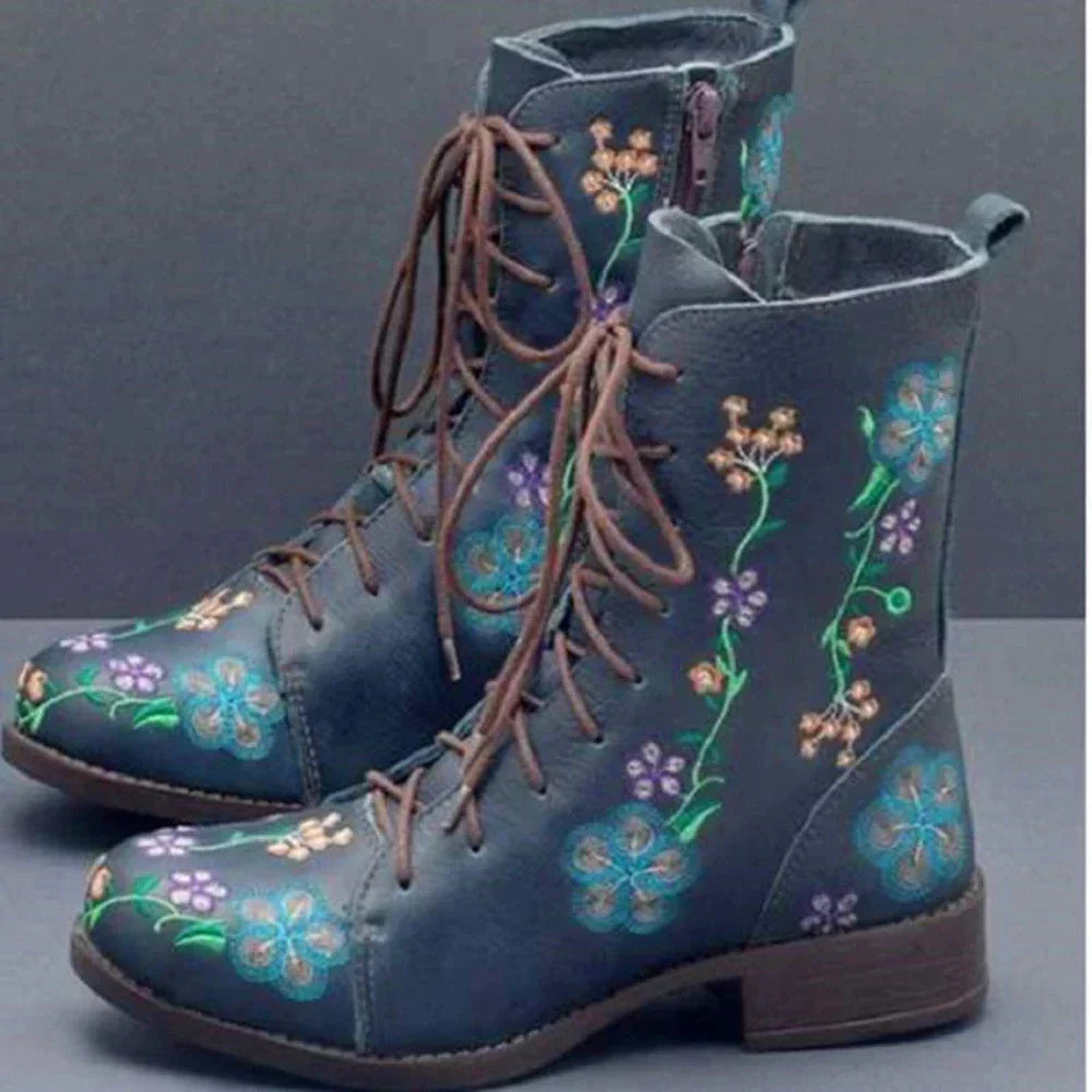 Drune | Retro-Stiefel mit Ethnischer Stickerei
