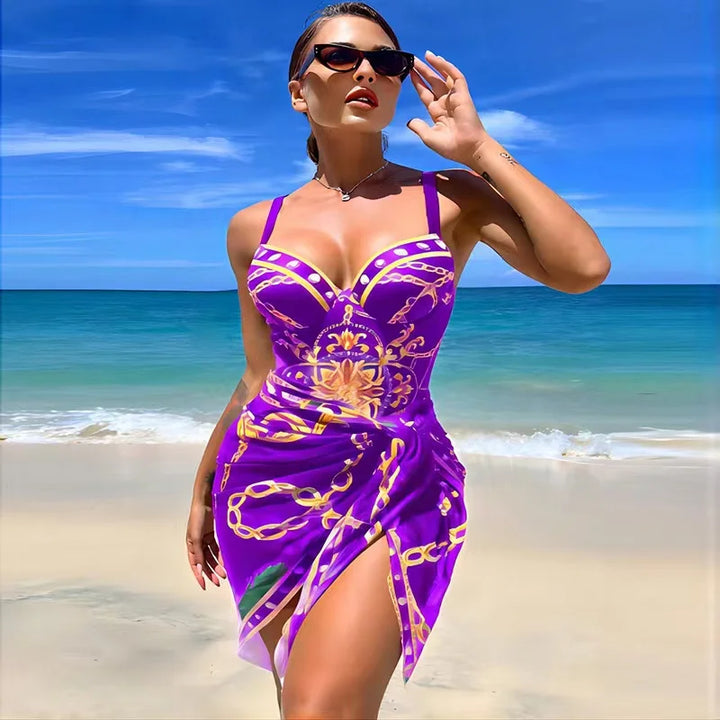 Drune | Luxus Neu Zwei Teile Frauen Bikini Set Push Up Blumendruck Bikini Strappy Bandage Badebekleidung Brasilianisch Biquini Badeanzug