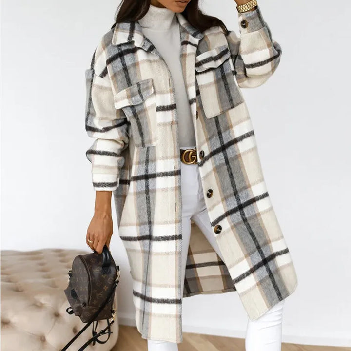 Drune | Superweicher Langer Karierter Mantel