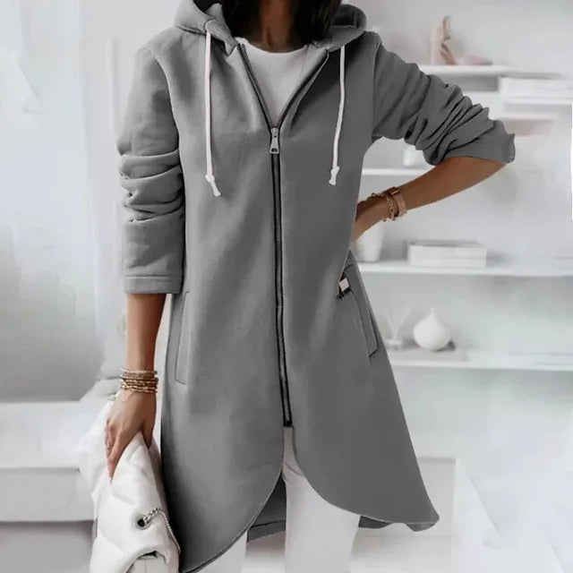 Drune | Kapuzenstrickjacke mit geschwungenem Saum