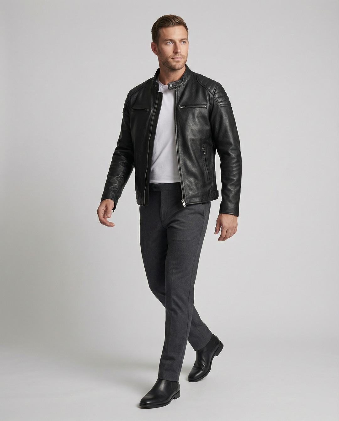 Drune | Bikerjacke Im Klassischen Moto-Style - Schmal Geschnittene Modische Übergangsjacke für Freizeit und Alltag