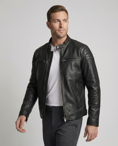 Drune | Bikerjacke Im Klassischen Moto-Style - Schmal Geschnittene Modische Übergangsjacke für Freizeit und Alltag