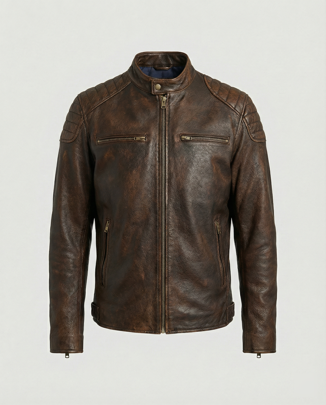 Drune | Bikerjacke Im Klassischen Moto-Style - Schmal Geschnittene Modische Übergangsjacke für Freizeit und Alltag
