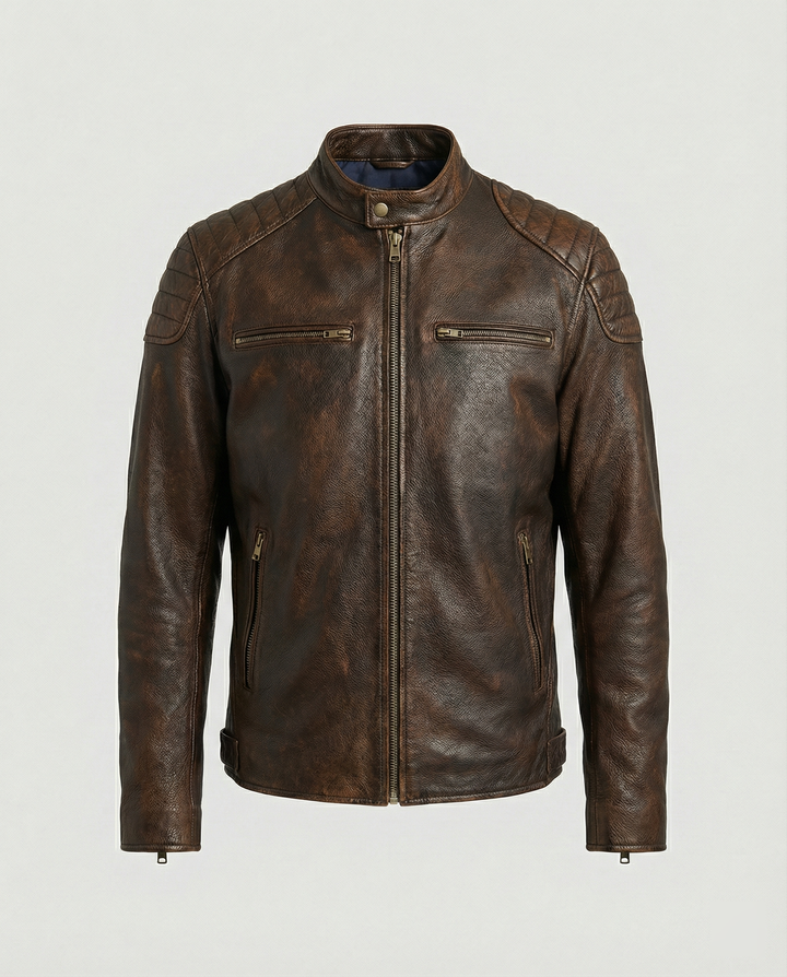 Drune | Bikerjacke Im Klassischen Moto-Style - Schmal Geschnittene Modische Übergangsjacke für Freizeit und Alltag