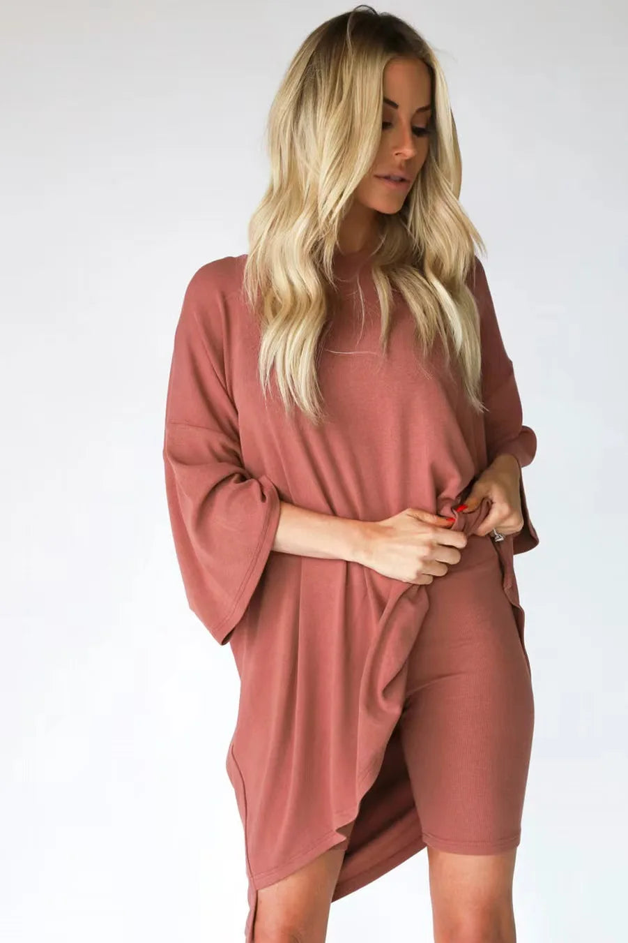 Drune | Damen Lounge Satz Mit Oversize T-shirt Und Biker Shorts
