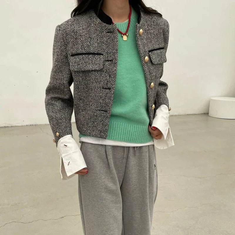 Drune | Karierte Jacke mit Metallknöpfen