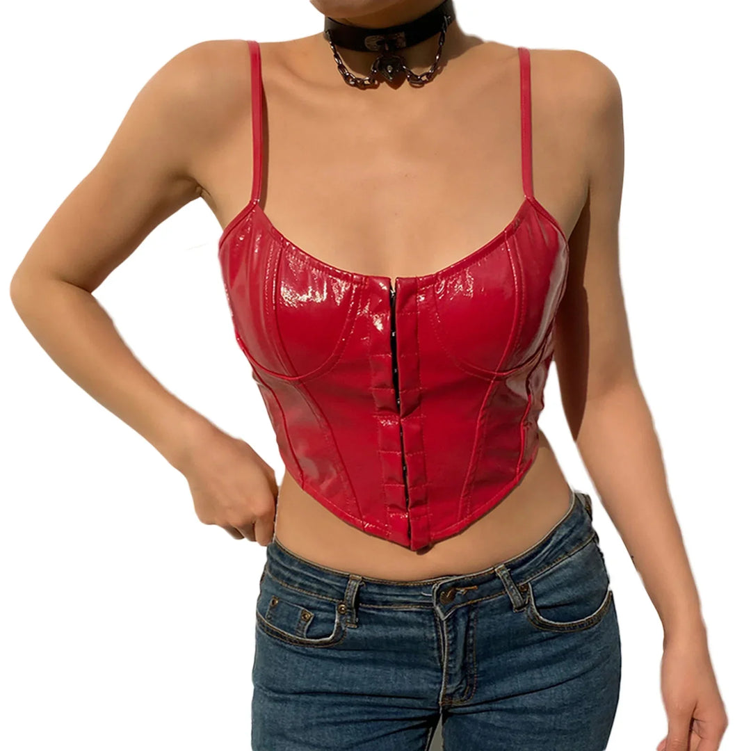 Drune | Korsatzt Pu Leder Bustier Crop Top