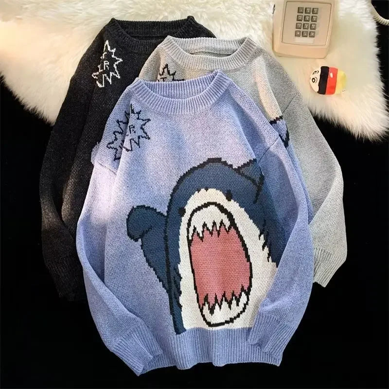 Drune | Winterpullover mit Cartoon-Hai-Design für Paare