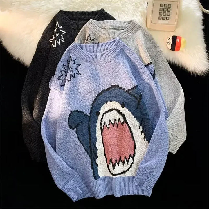 Drune | Winterpullover mit Cartoon-Hai-Design für Paare