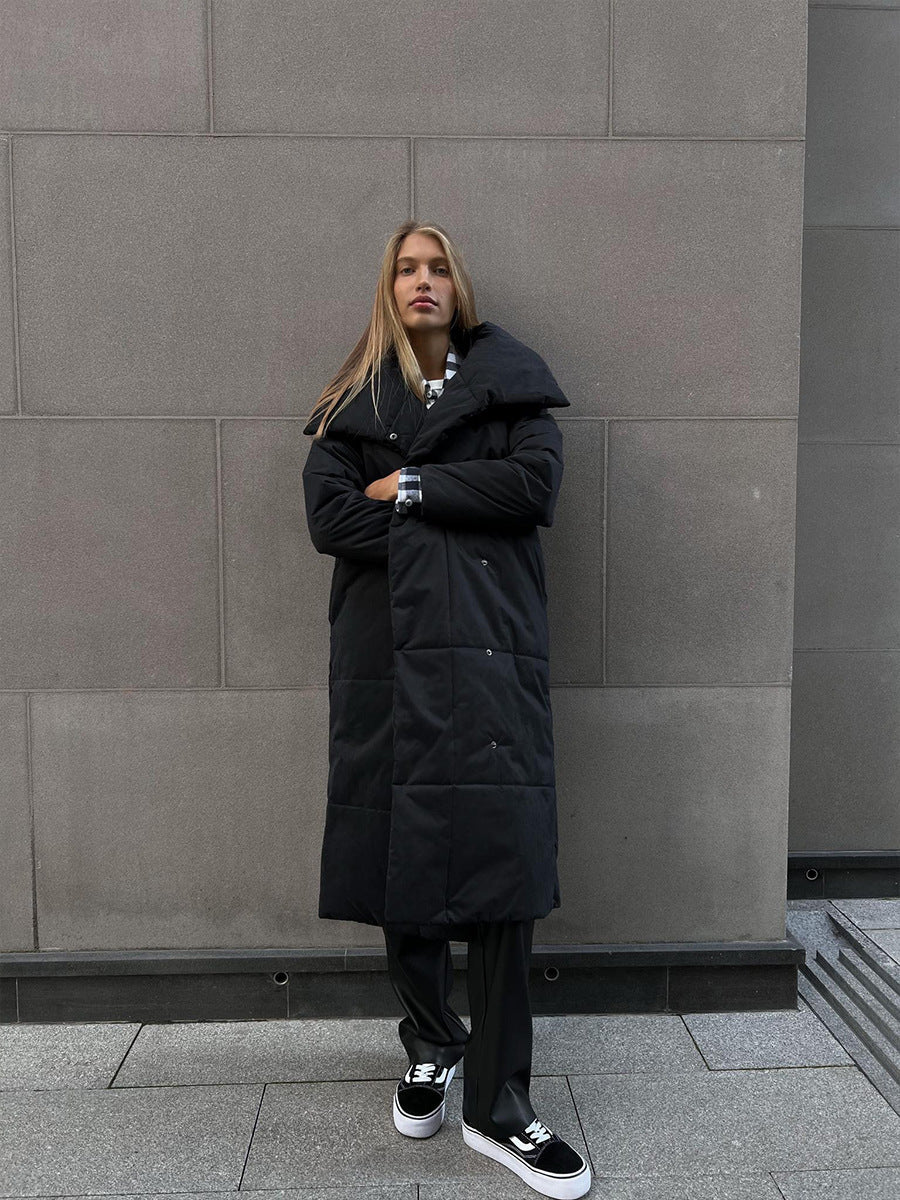 Drune | Lange Winterjacke mit elegantem breitem Kragen