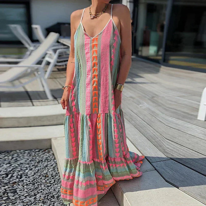 Drune | Elegantes Kleid, Ärmellos, mit Rüsche und Lässigem Druck