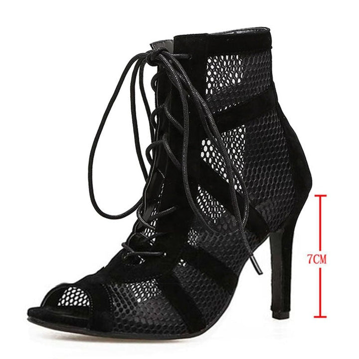 Drune Damen Sandaletten mit hohen Absätzen - Verführerische Spitze und Mesh für den perfekten Party-Look