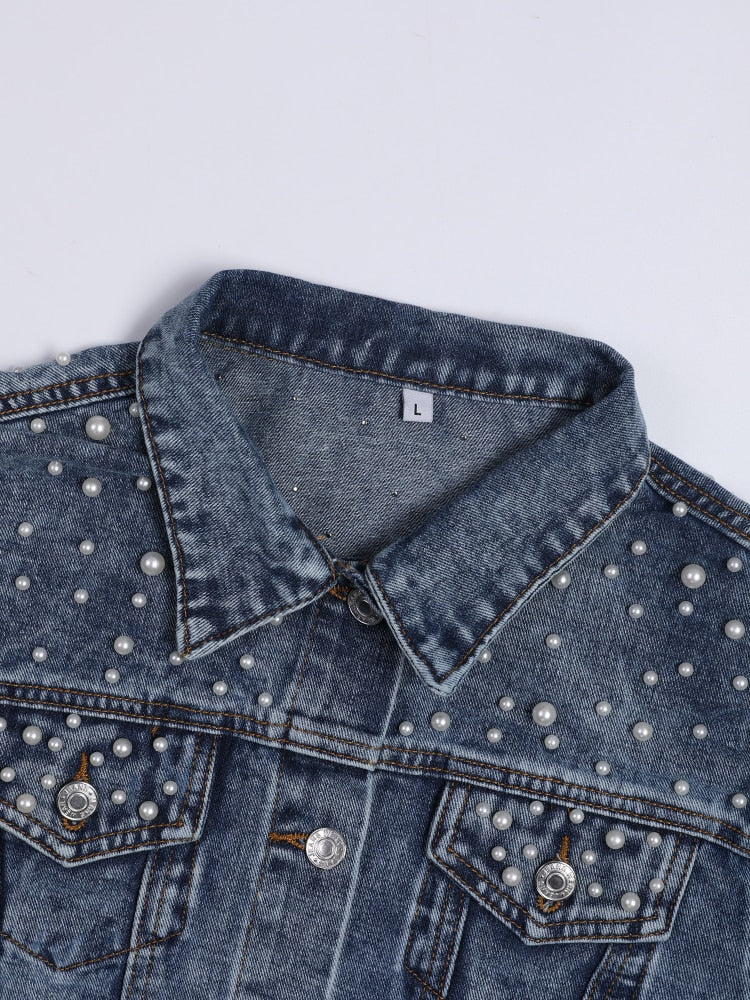 Drune | Eleganz geschmückt mit Perlen: Denimjacken