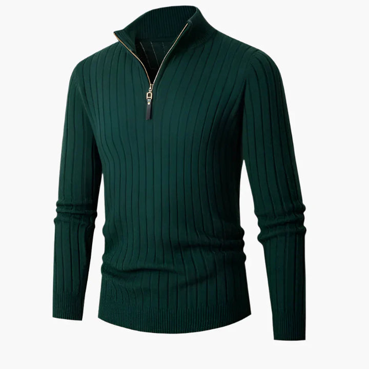 Drune | Strickpullover mit Stehkragen und Halbreißverschluss - Eleganter Freizeit- und Business-Look