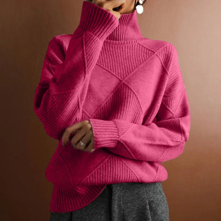Drune - Damen einfarbiger hoher Kragen Pullover