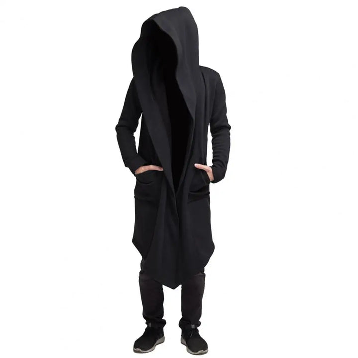 Drune | Lange Strickjacke Im Gothic Stil Mit Kapuze Für Herren