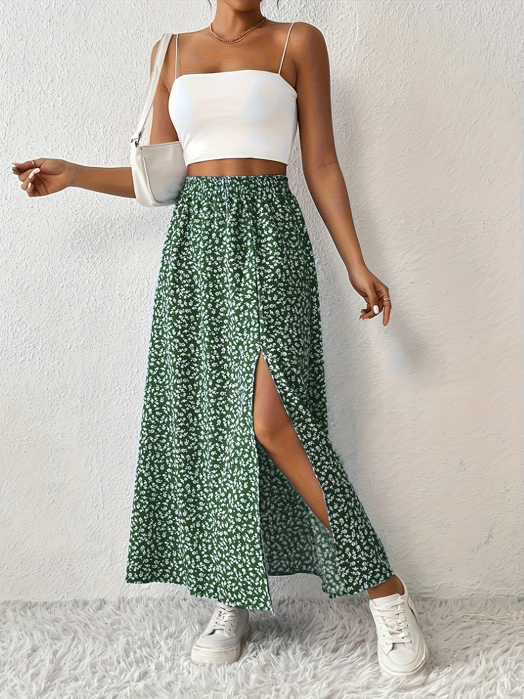 Drune | Eleganter Maxi Rock Mit Blumenmuster Und Schlitz