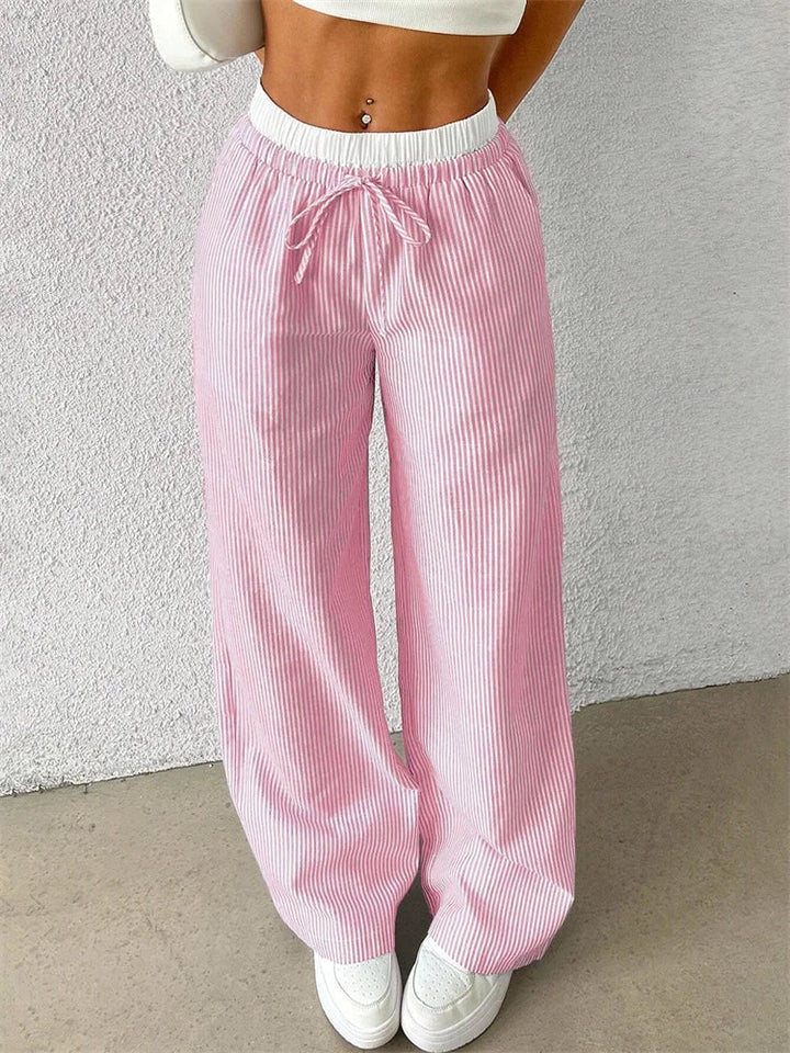 Drune | Gestreifte Hose mit Weitem Bein