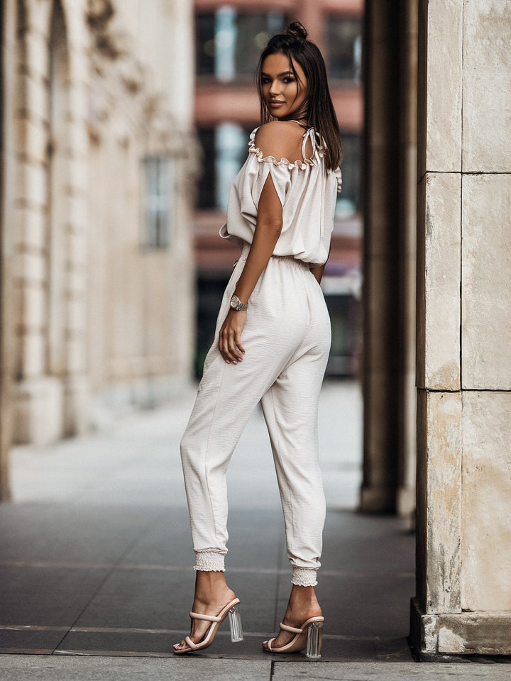 Drune | Weißer Jumpsuit Mit Offenen Schultern
