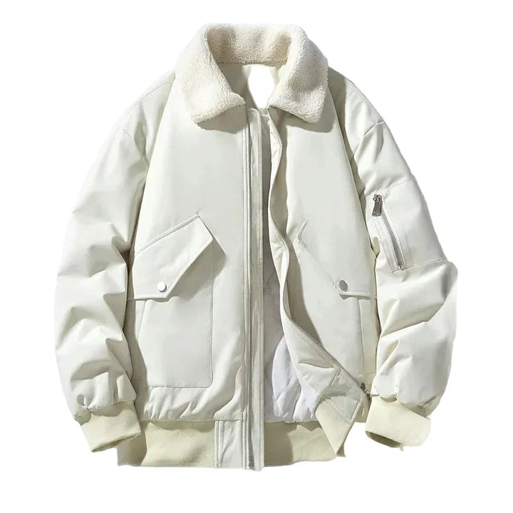 Drune | Winter Bomberjacke mit modischem Lammfellkragen - Lässiger Stil für kalte Tage