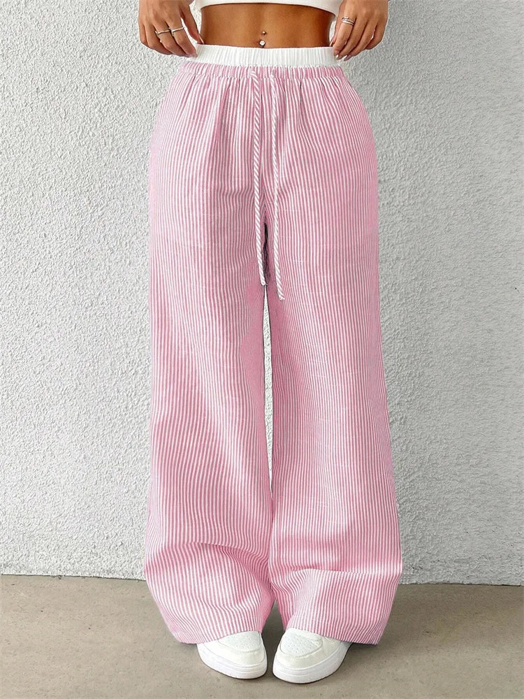 Drune | Gestreifte Hose mit Weitem Bein