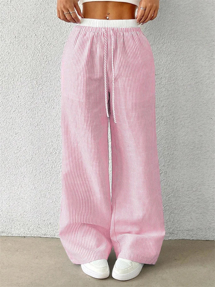 Drune | Gestreifte Hose mit Weitem Bein