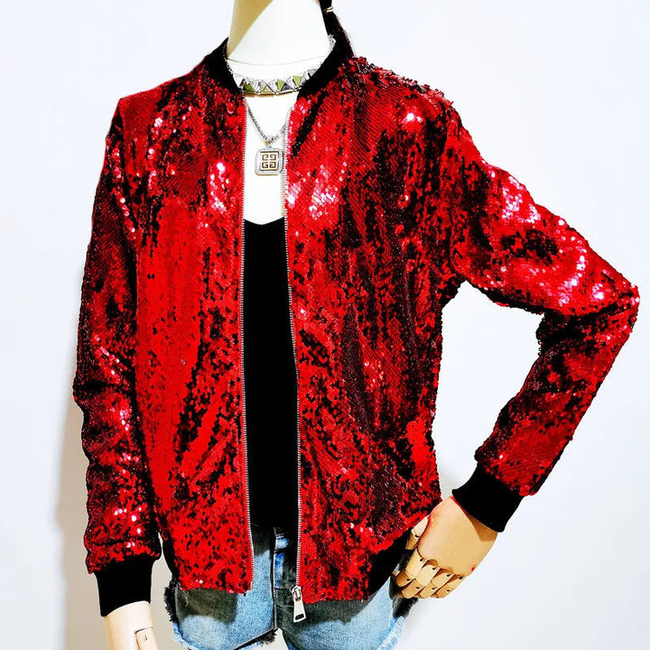 Drune | Paillettenmantel Bomberjacke