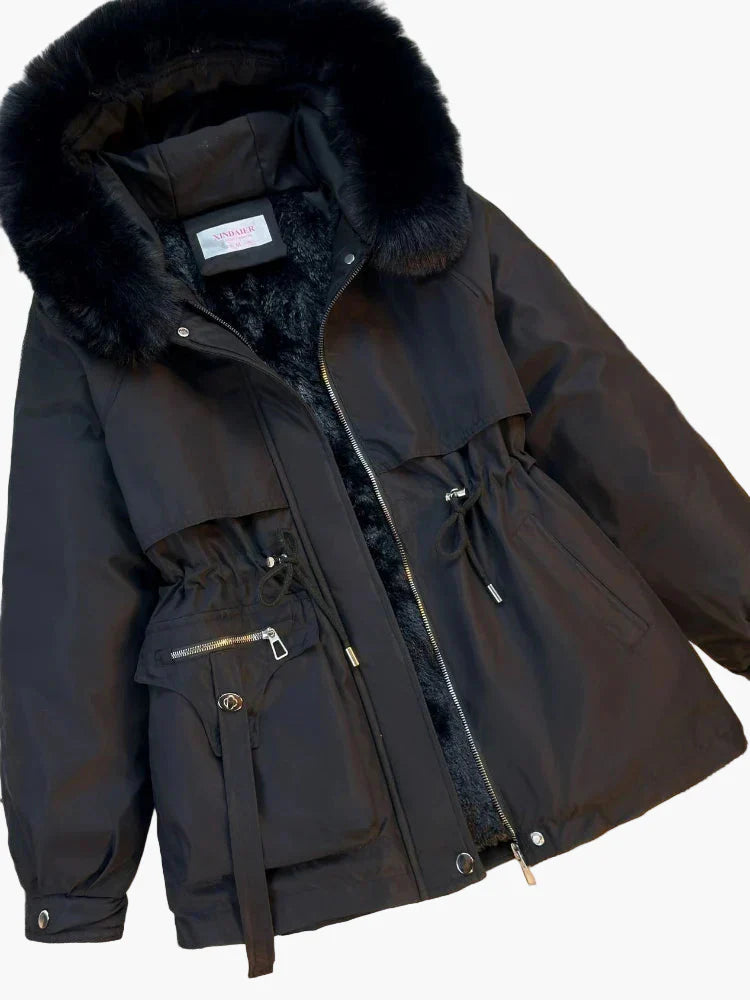 Drune | Winterjacke mit Kapuze und Kunstpelzkragen - Modischer Parka für kalte Tage