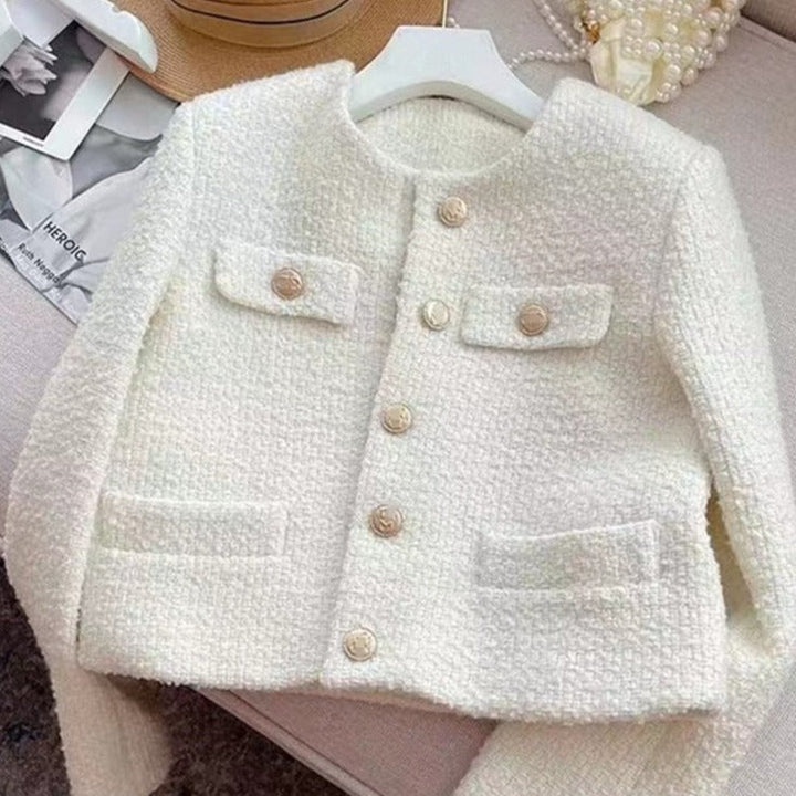 Drune | Damen Tweedjacke mit Rundhalsausschnitt