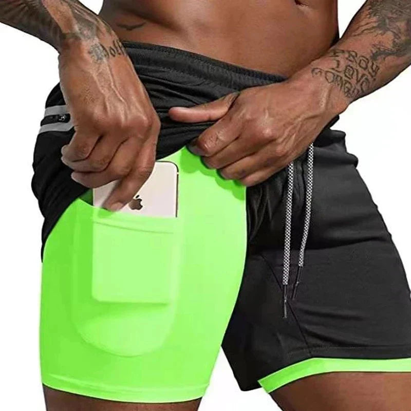 Drune | Herren 2 in 1 Laufshorts Schnelltrocknend Für Sport Und Training Selfico