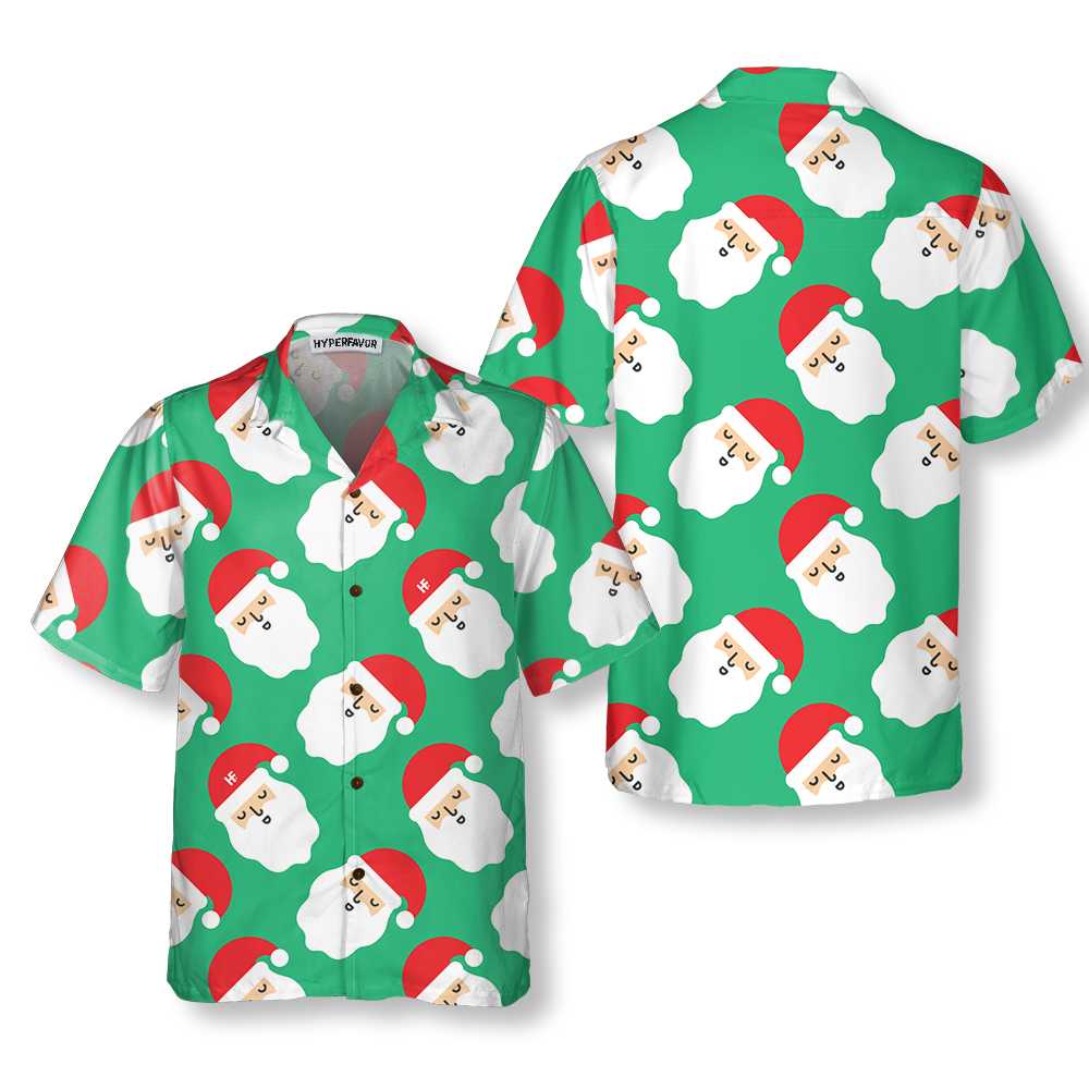 Drune | Santa Claus Helles Nahtloses Muster Hawaiian Shirt, Lustiges Santa Claus Shirt, Geschenk Für Weihnachten