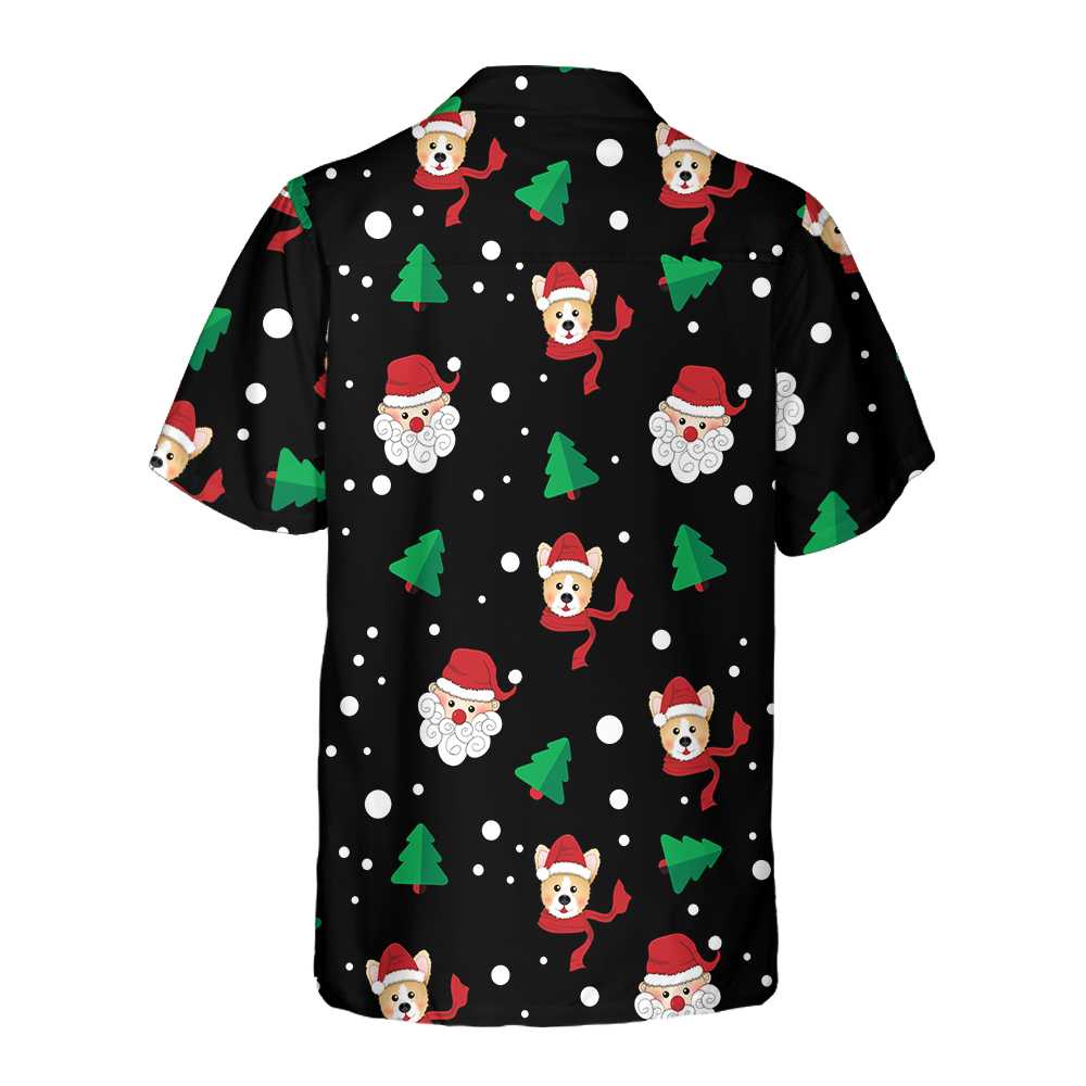 Drune | Santa Claus & Corgi Hawaii-Hemd, Lustiges Weihnachts-Corgi-Shirt, Beste Weihnachtsgeschenkidee