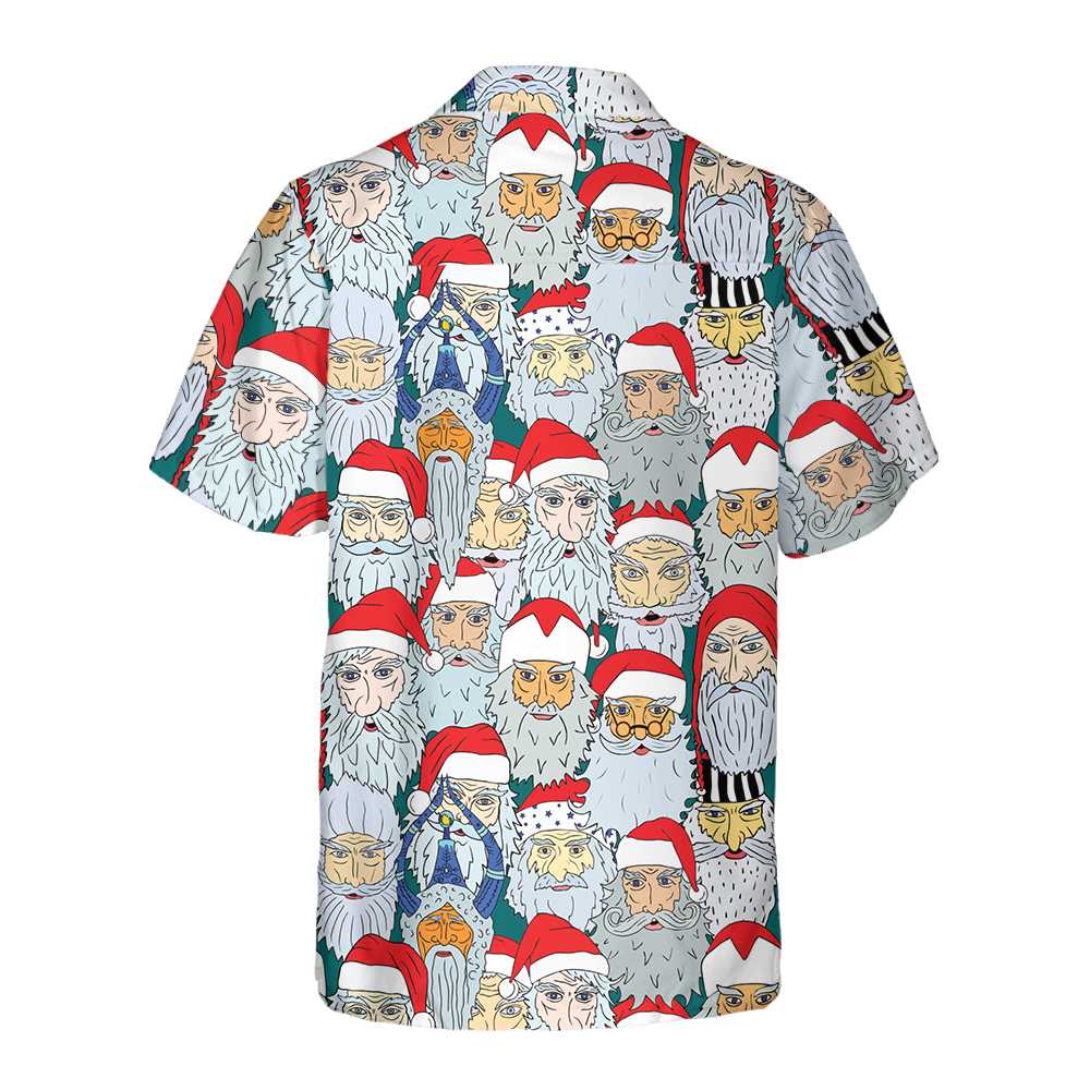 Drune | Weihnachtsmannköpfe Aus Verschiedenen Ländern Weihnachts-Hawaiian-Shirt, Weihnachtsmann-Hawaiian-Shirt Für Weihnachtstag