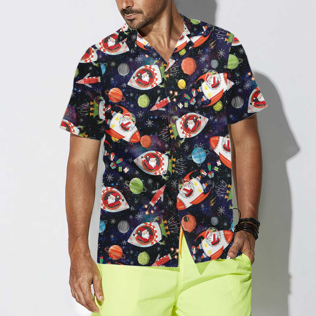 Drune | Santa In Outer Space Hawaiian Shirt, Lustiges Weihnachtsmann Shirt, Geschenk Für Weihnachten