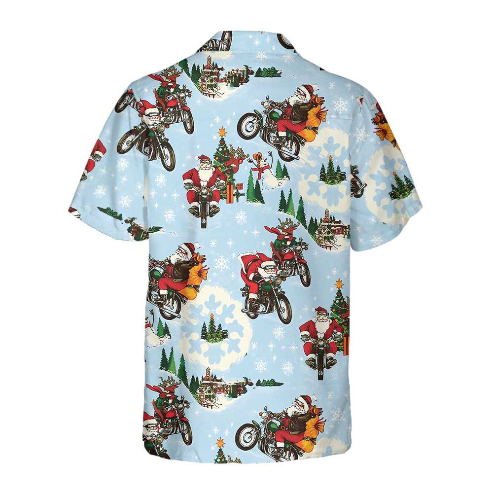 Drune | Santa Auf Motorrad Hawaiian Shirt, Lustiges Weihnachtsmann Shirt, Bestes Geschenk Für Weihnachten