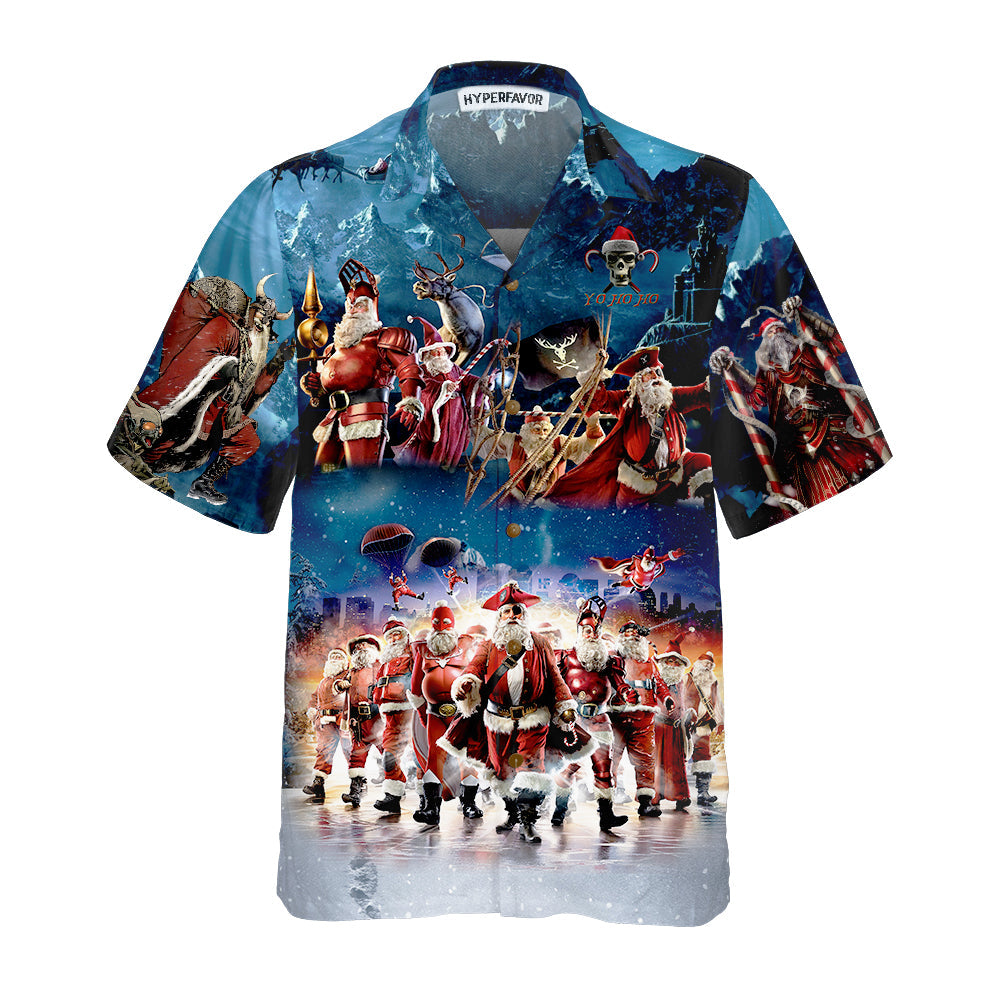 Drune | Santa Squad Lustiges Santa Hawaiian Shirt, Weihnachts Hawaiian Shirt für Männer