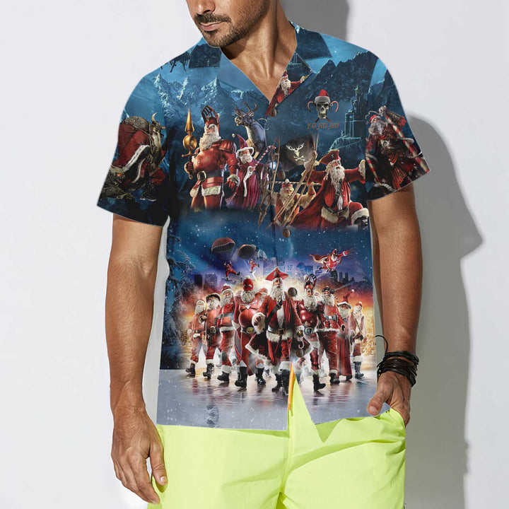 Drune | Santa Squad Lustiges Santa Hawaiian Shirt, Weihnachts Hawaiian Shirt für Männer
