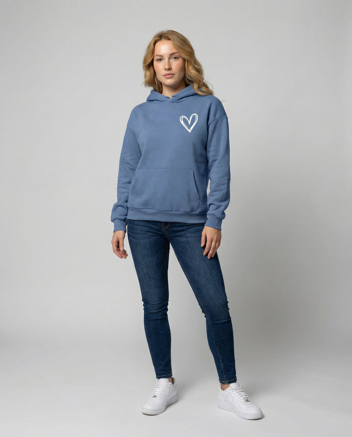 Kapuzenpullover Herzdruck Damen | Drune
