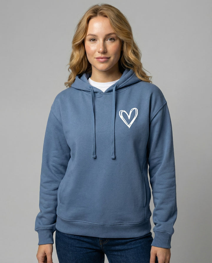 Kapuzenpullover Herzdruck Damen | Drune