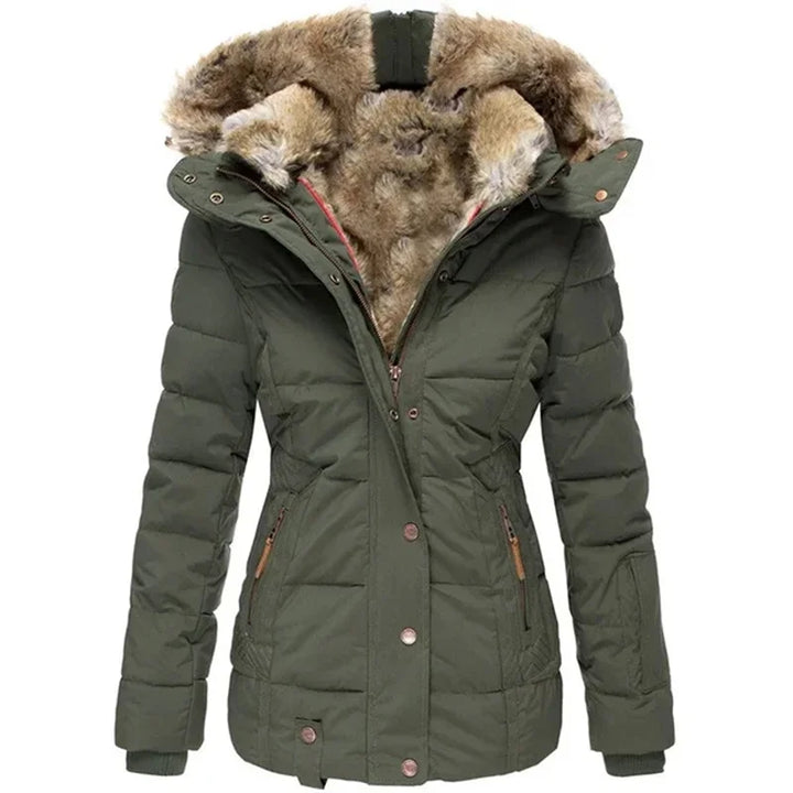 Drune | Stylischer Wintermantel mit Fellkapuze für Frauen