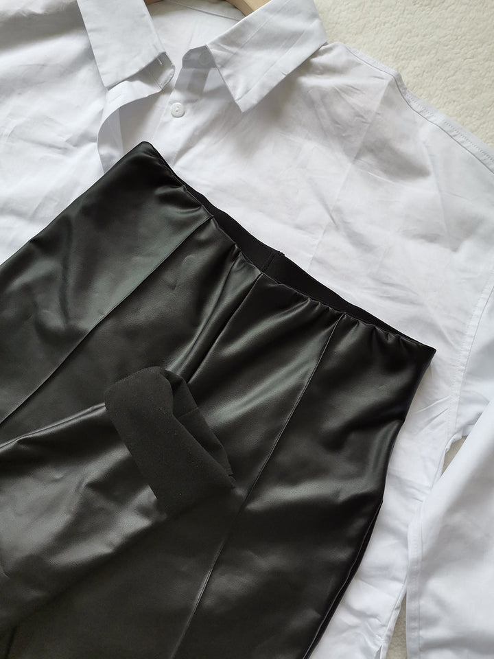 Drune Lederleggings | Lederstretchleggings mit Fleece für den Herbst