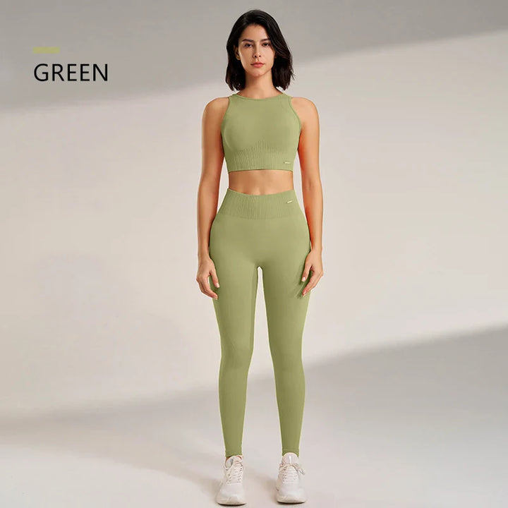 Drune | Nahtloses Yoga-satz- Hoch-taillierte Leggings & Top Zweiteiliges Fitness-outfit