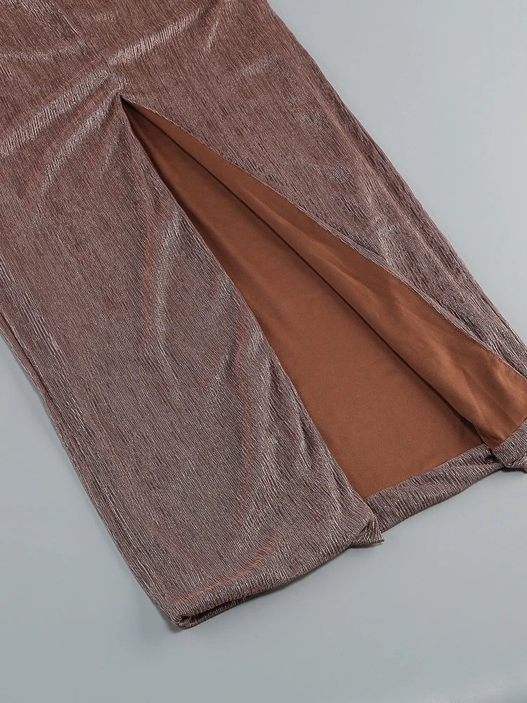 Drune | Glitzer Rückenfrei Abend Maxi Kleid